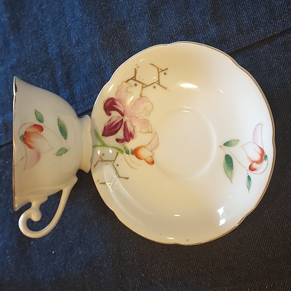 Tea Cup and Saucer made in occupied Japan Collectible Rare Pink White